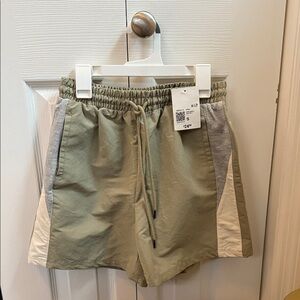 Forever 21 Olive and Cream Colorblock Shorts